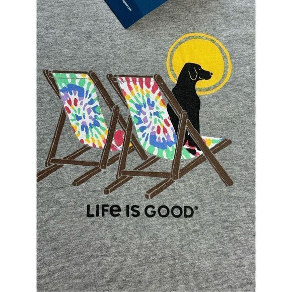 Life is Good Women’s SMALL Beach Chair Beach Dog Short Sleeve Tee - NWT - Picture 2 of 6
